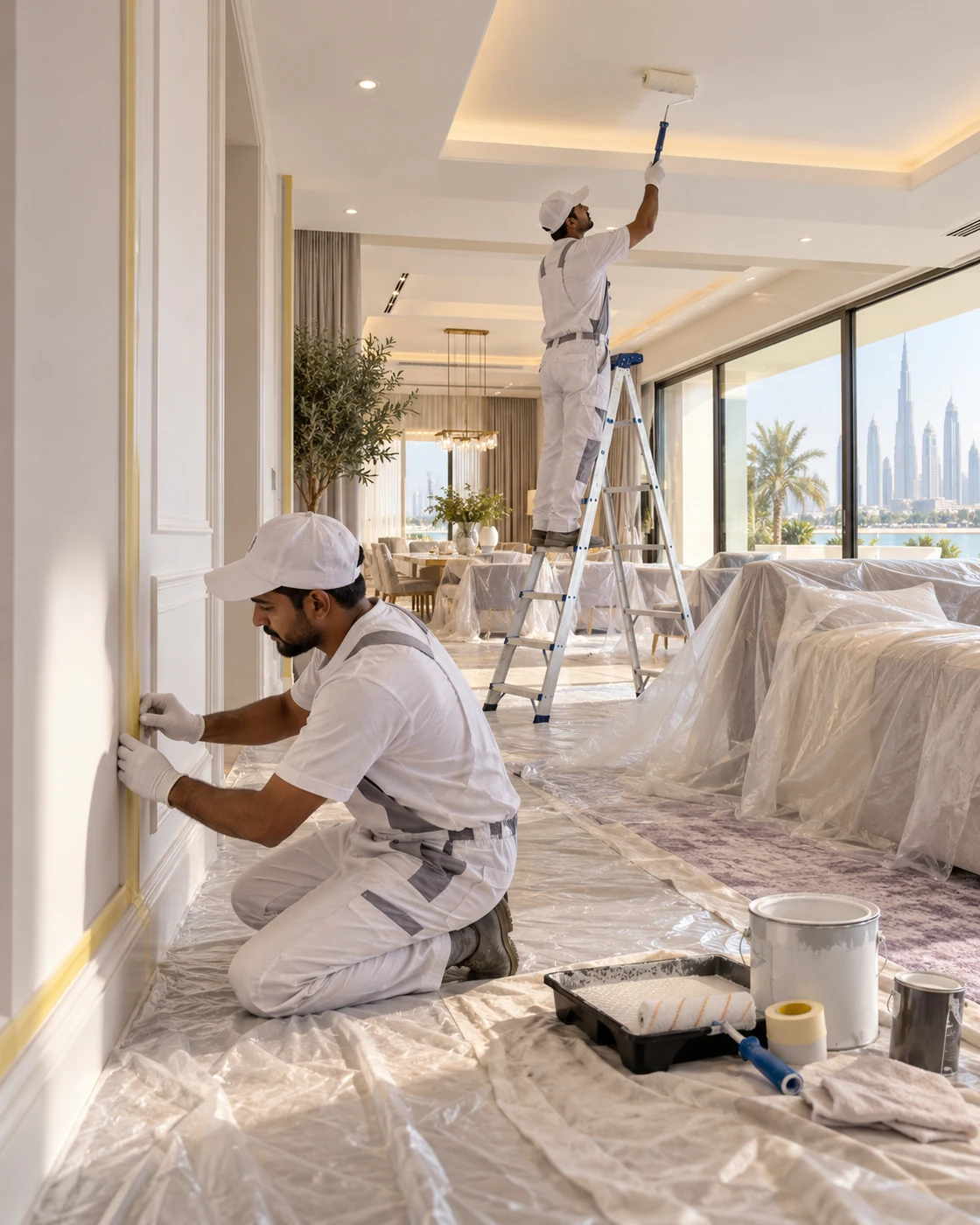 Careful ceiling and trim preparation